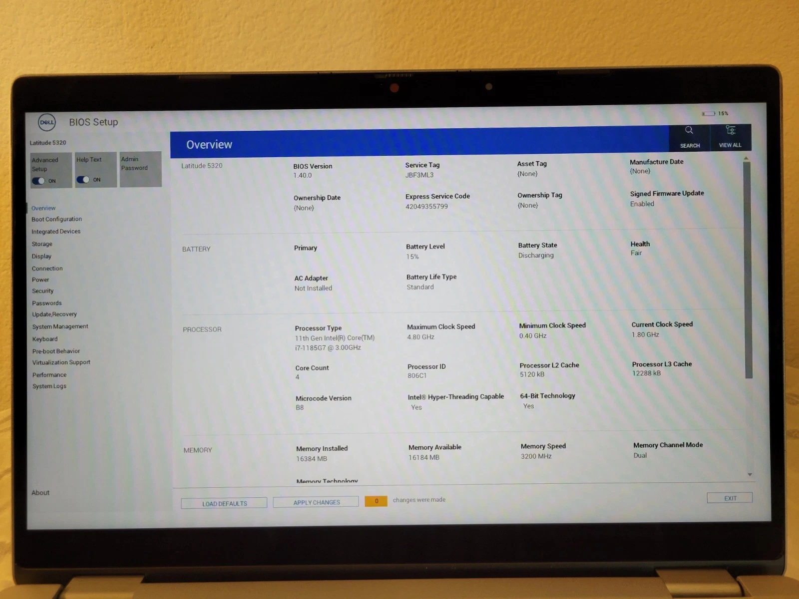 DELL Latitude 5320 (2-in-1) Core I7-1185G7, Ram 16GB, SSD 256GB, LCD 13.3inch FHD